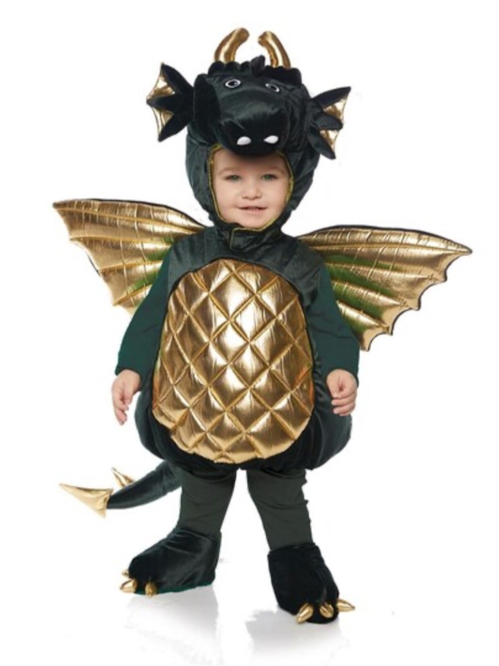 Underwraps Green and Gold Toddler Dragon Costume. Size XL (4-6yr)